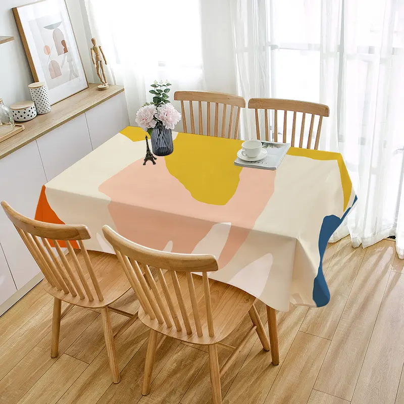 Estilo nórdico Ins diseño abstracto Decoración de mesa impermeable algodón Lino impreso mantel