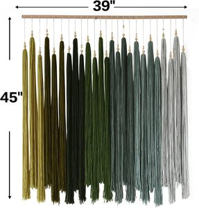Boho <span class=keywords><strong>Macramé</strong></span> Tenture Murale Vert Bohème Décoration Murale <span class=keywords><strong>Macramé</strong></span> Perles Fil Fibre Art Tapisserie - Product Image 2