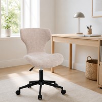 Chaise de bureau en tissu sans accoudoirs, pivotante et gain de place, avec hauteur réglable pour bureau à domicile et salle à manger