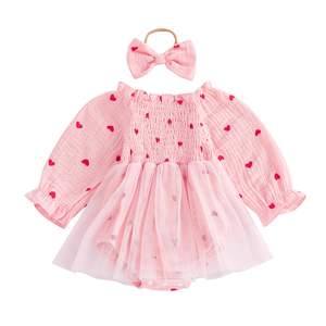 Vestiti per neonati vestiti per neonati di alta qualità vestiti da neonato manica lunga girocollo rosso abito a cuore per le ragazze per bambini - Product Image 4