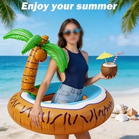 Bouée gonflable pour adultes en forme de palmier, thème Hawaï, pour piscine, plage, fête estivale, divertissement aquatique