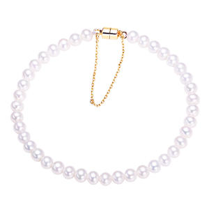 4-5mm Zhuji Freshwater Pearl Bracelet with S925 Silver Stone Buckle <b>Simple</b> Plain Color Real Pearl Necklace - Product Image 5