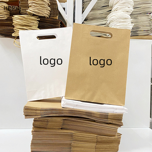 Hdpk xách tay tote túi giấy nâu trắng thực phẩm takeout đấm Túi tùy chỉnh Kraft túi với huy hiệu của riêng bạn - Product Image 5