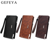 Dompet Multi-slot Bisnis Versi Korea untuk Pria, Dompet Lipat Tiga, Tas Genggam Panjang, Lapisan Poliester Tahan Air, Tempat Ponsel