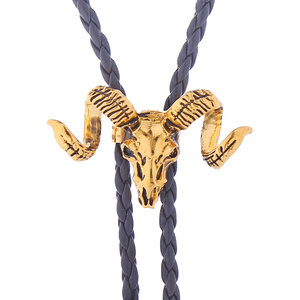 Collier pendentif en métal en forme de tête de chèvre de marque de mode, <span class=keywords><strong>cravate</strong></span> bolo en cuir argenté personnalisée style western <span class=keywords><strong>cowboy</strong></span> - Product Image 6