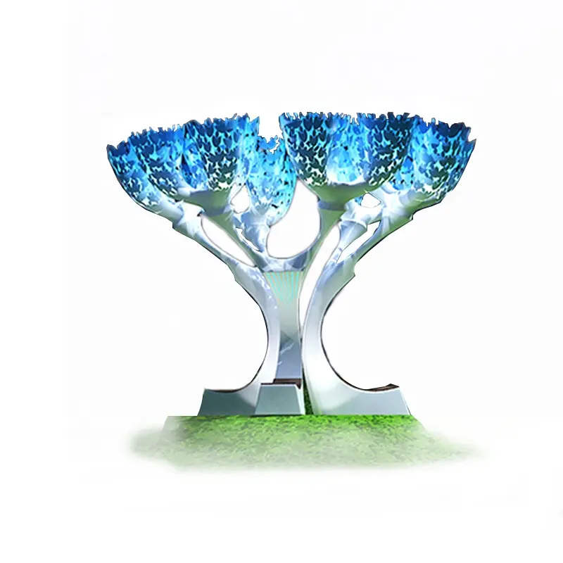Peyzaj peri işık ruh ağacı lambası RGB led ışık açık metal ağacı heykel