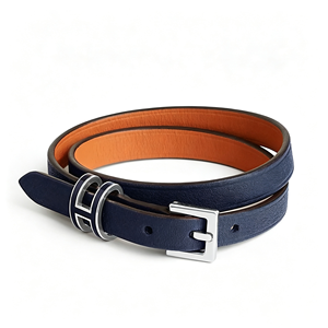 Bracciale in Pelle Rosa Fatto a Mano con Doppio Avvolgimento e Fibbia a H per Donna - Product Image 5