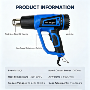 Pistola de Calor Industrial KQ-72000, 2000W, Pistola de Aire Caliente para Plástico, Calentamiento (10-15s), Temperatura Ajustable 300-600C - Product Image 3