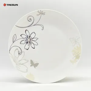 2023 factory price luxury floral design decal hotel ceramic supplier dessert salad dinner bone china plate and dishes