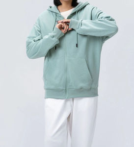 Sweatshirts à capuche en coton pour femmes avec logo personnalisé unisexe Vente en gros d'usine Sweat-shirts surdimensionnés à fermeture éclair brodés unis pour l'automne - Product Image 1