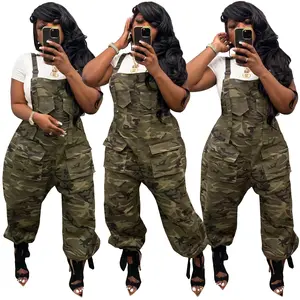 Mode Kleidung Frauen Streetwear Camo Jumps uit Frauen Loose Cargo Pants Mit Pocket Camouflage Carpenter Pants Overalls