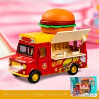 Camion de nourriture en alliage pour enfants, jouet de simulation : crème glacée, burger et bâtonnets glacés