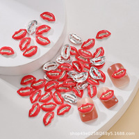 Nouveau produit 3D alliage Halloween Nail Charms Sexy Red Lips Vampire Lip Nail Charm