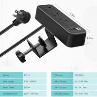 Multiprise de bureau 3 prises avec ports USB, fixation par pince, installation facile, pour bureau, maison, mobilier, au format prise AU/US