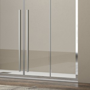 Kamalu KEL6000 Moderno 170cm Doble Cristal Deslizante Ducha Nicho Marco Inoxidable con 8mm de Altura 200H Bandeja Rectangular para Hoteles - Product Image 4