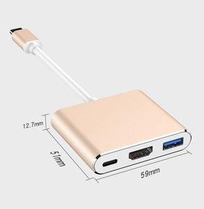 Cavo Adattatore USB <span class=keywords><strong>3</strong></span>.1 Tipo C a <span class=keywords><strong>HDMI</strong></span> <span class=keywords><strong>3</strong></span> in 1, Supporta 1080P 3D, Convertitore - Product Image 3