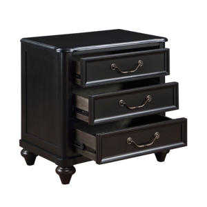 Traditional 3 <b>Drawer</b> Nightstand Charcoal Brown Finish Antique Handles Classic Bedside Table Storage <b>Drawers</b> - Product Image 3