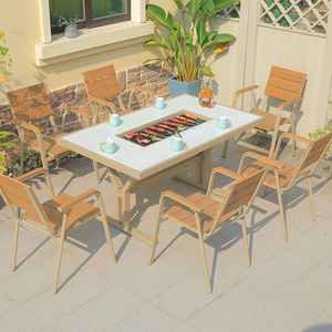 Hot Bán Đúc Nhôm Lửa Pit Bàn Và Ghế Đặt Hiện Đại Ngoài Trời Patio Đồ Nội Thất Sân Vườn Cho Sân BBQ Ăn Uống - Product Image 2