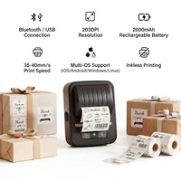 Imprimante d'étiquettes thermiques de 2 pouces à vitesse de 35-40 mm/s pour papier de 50 mm, avec batterie de 2000 mAh, sans encre, pour la création d'autocollants