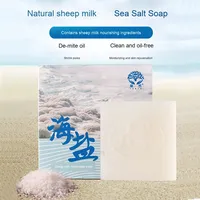 100g sel de mer savon élimination bouton Pores traitement de l'acné nettoyant hydratant lait de chèvre lavage du visage savon Base soins de la peau