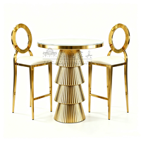 Nouvelle conception de table haute de bar en acier inoxydable, ensemble de table de bar pour mariage, table à cocktails