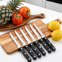 Outils de cuisine, couteau de chef en acier inoxydable, lame dentelée, manche en bois, ensemble de coupe, ensemble d'ustensiles de cuisine