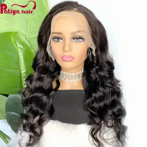 Rambut manusia hitam alami bergelombang wig 13*4 renda Frontal pre-plecked rambut tidak diproses wig candi India Vendor dari India