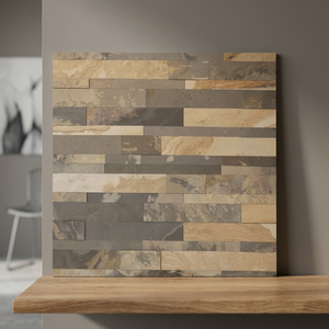 Revestimiento de paredes de piedra, revestimiento de piedra para exteriores, revestimiento de piedra para interiores, revestimiento de paredes interiores contemporáneo, beige gris neutro - Product Image 3