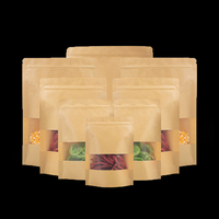 Sachets Doypack Personnalisés en Papier Kraft Brun et Blanc avec Fenêtre, Imprimés par Gravure, pour Emballage Alimentaire, avec Fermeture Zip