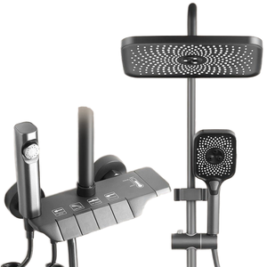 Mitigeur de douche à effet pluie mural de luxe Système de robinet de salle de bain chaud et froid poli Vanne en céramique pour appartement, hôtel - Product Image 1