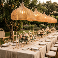 Grand lustre en rotin pour extérieur, style bohème, IP55, étanche, lampe de plafond en osier faite à la main, pour mariage, jardin, hôtel, restaurant