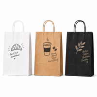 Sac en papier kraft blanc ECO avec poignée découpée, impression de logo personnalisé pour emballage de boutique, vente en gros