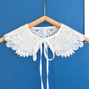 Venta al por mayor hecho a mano Vintage blanco Organza encaje Peter Pan <span class=keywords><strong>Collar</strong></span> bordado desmontable falso <span class=keywords><strong>Collar</strong></span> para niños ropa - Product Image 1