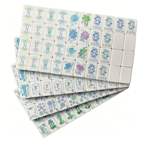 Ensemble de mahjong américain de luxe, tuiles en cristal acrylique bleu glacier, gravure personnalisée sur 4 couches, vente en gros directe d'usine