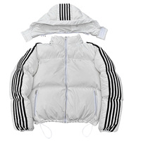 Veste matelassée épaisse personnalisée avec logo brodé et imprimé, veste rembourrée de duvet, fermeture éclair, capuche, unisexe