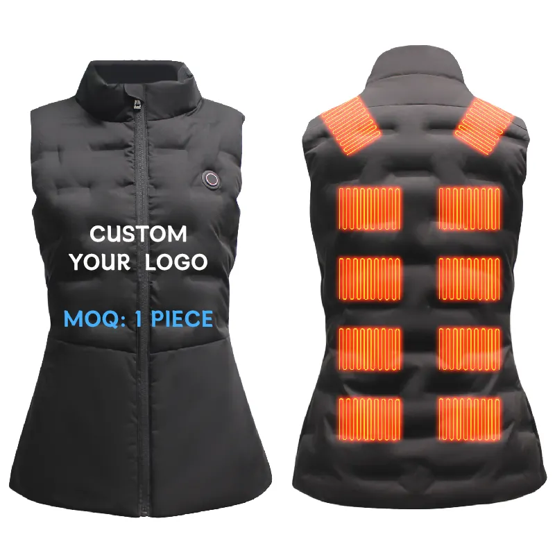 Vente en gros de 8-pads Soft Shell Battery Pack 5V 7.4V pour 6 zones de chauffage Custom Anti-heated Vest Jackets Casual Style for Winter Men