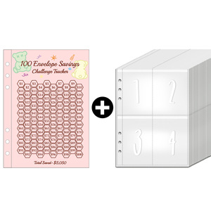 Vente en gros de 100 enveloppes pour l'épargne et le défi des accessoires de reliure Enveloppe transparente avec quatre pochettes numérotées Design Tracker - Product Image 1