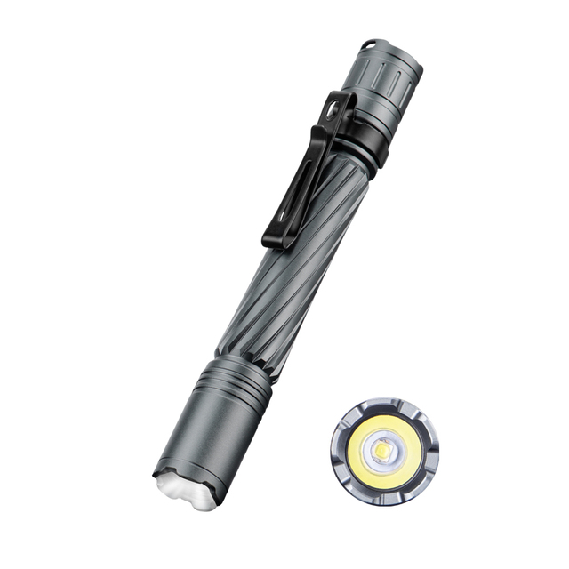 KUAYI Aluminum Alloy Tactical Flashlight High Bright LED Mini Portable Waterproof Camping Pen Light with Tail Hat Clip