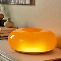 Lampe de chevet moderne de luxe en forme de donut, alimentée par courant alternatif, avec commande tactile, intensité réglable, décoration de chambre à coucher, lumière ambiante LED en verre orange