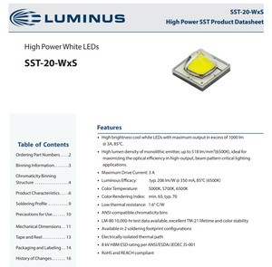 Luminuss SST-20-WDS-A120-L3571 5700K LED blanc froid 560lm 3V 120 °   Lumière LED pour serres à haute luminosité 3535 SMD Horticulture - Product Image 2