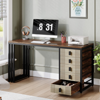 Tribesigns Bureau d'ordinateur modulaire moderne, bureau en bois plaqué avec tiroirs réversibles, tables d'étude de bureau
