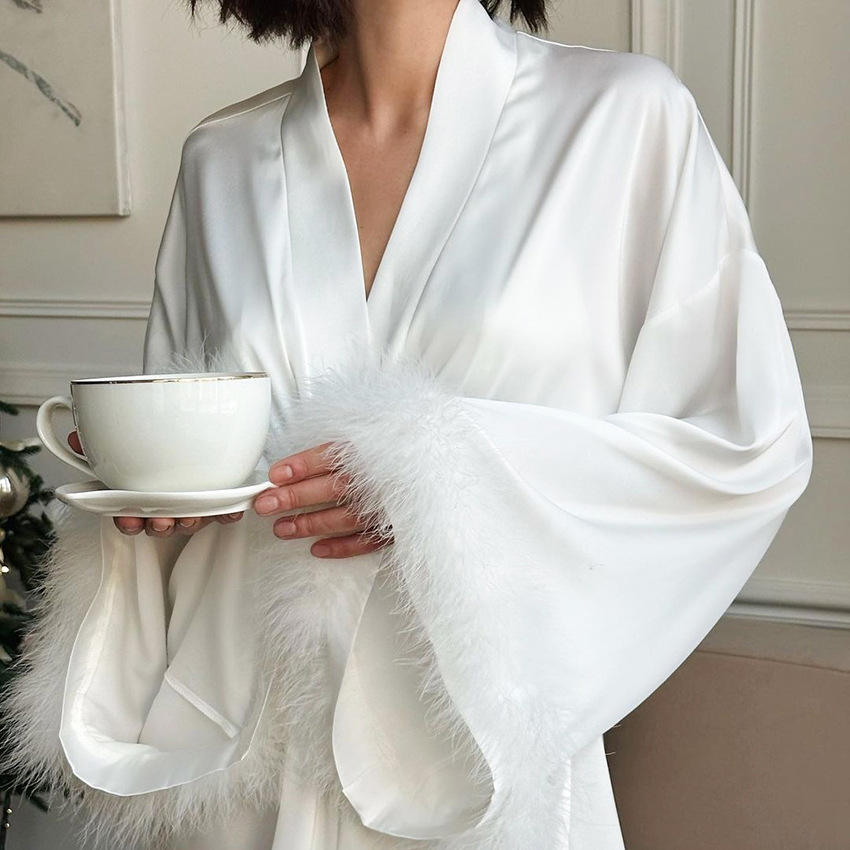 maxi fluffy robe bridesmaid