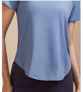 T-shirt de sport décontracté à coupe ample pour femmes O-Neck Woven Fabric Short-Sleeved Sweat Fitness Clothing Running Yoga Wholesale Supply - Product Image 5