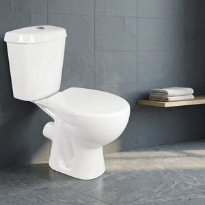 Inodoro de cerámica moderno español de dos piezas con salida al suelo (S o P) blanco para baño - Product Image 6