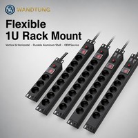PDU de rack 1U standard allemand à 8 prises 16V, style européen, boîtier en aluminium, pour réseau et montage en rack
