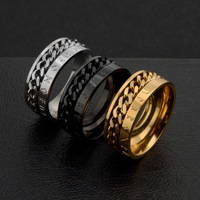 Bague Chaîne Rotative Numérique Viking Lumineuse en Acier Inoxydable Personnalisée pour Hommes Européens et Américains, Tendance Nordique, Accessoire