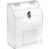 Boîte de dons pliable moderne personnalisée avec vitrine transparente en acrylique de 3 mm d'épaisseur, surface polie, urne de vote pour candidats