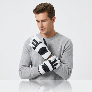 Gants de sécurité en cuir blanc et noir, pointes des doigts antidérapantes, bracelet élastique, usage général - Product Image 5