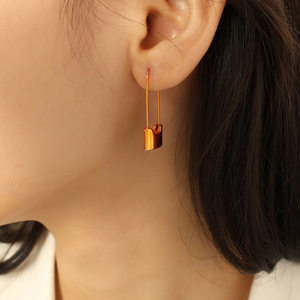 Pendientes con forma de candado de aleación de zinc, joyería de moda en oro y plata, pendientes para mujer EH359 0 - Product Image 3