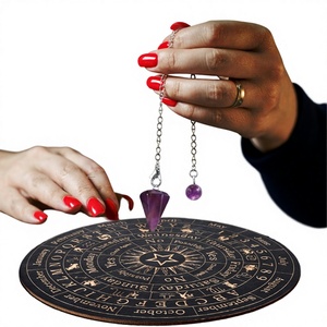 Kit de Adivinación con Tablero de Péndulo de Estrella de 8 Pulgadas, Tallado en Madera Pulida, Estilo Arte Popular, para Artículos de Brujería - Product Image 4